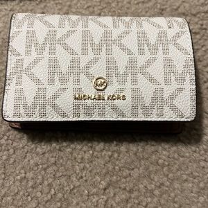 Michael Kors wallet white and brown with gold hardware